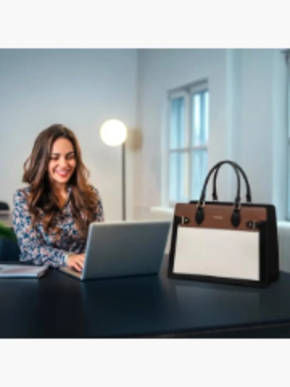 Waterproof PU Leather Laptop Tote Bag for Women 15.6 Inch Work Business